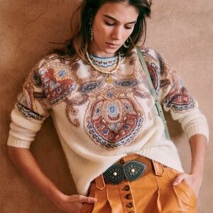 Sezane paisley printed mohair sweater